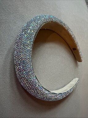 Bari Lynn Iridescent Crystal Padded Headband — Sparkling Silver